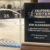 CVF Board & Future of California Elections recognize Kim Alexander's 25 year with CVF 